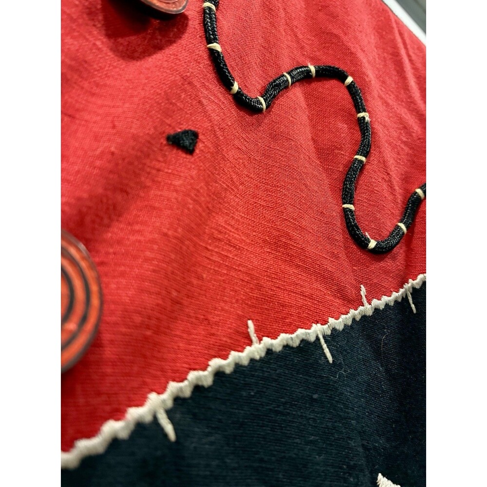 Vintage Indigo Moon Art to Wear Animal Patchwork Embroidered Jacket M Red Black - Picture 5 of 11